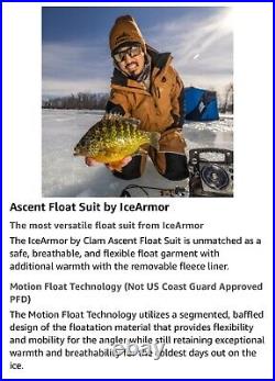 CLAM ASCENT FLOAT BIB, Floatation ice fishing bibs NWT $300 Safety Float Overall