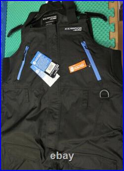 Clam Outdoors Ice Armor Rise Black (Blue Zippers) Float Bibs CHOOSE YOUR SIZE