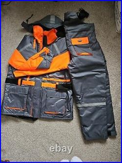 Fish Eagle 2 Piece Floatation Suit 2012 Grey Orange Hi-Vis Mens Size XXXXL 4XL