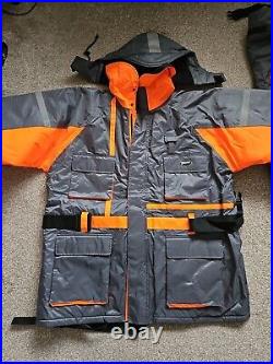 Fish Eagle 2 Piece Floatation Suit 2012 Grey Orange Hi-Vis Mens Size XXXXL 4XL