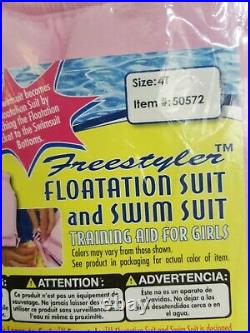 Girls Pink Size 4t Floatation Jacket & Swim Suit/aid Poolmaster Freestyler New