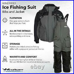 Ice Fishing Suit Insulated Bibs & Jacket Flotation Tons of Pockets X-Large