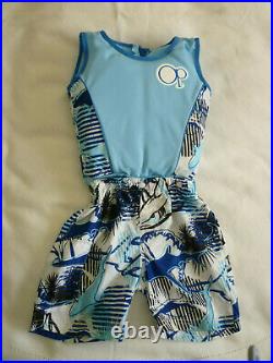 OP Boys S/M (Up to 33#) 2pc Blue SHARK Flotation Suit Learn to Swim Training Aid