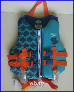 Speedo Unisex Child Swim Flotation Life Vest 30-50 lbs Blue Orange Aquaprene