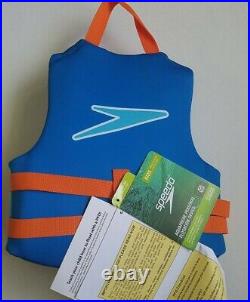 Speedo Unisex Child Swim Flotation Life Vest 30-50 lbs Blue Orange Aquaprene